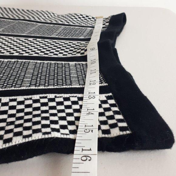 Spense Black White Checker Stripe Knit Skirt - Picture 3 of 10